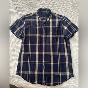 JCREW mens button up, size M, color navy and tan